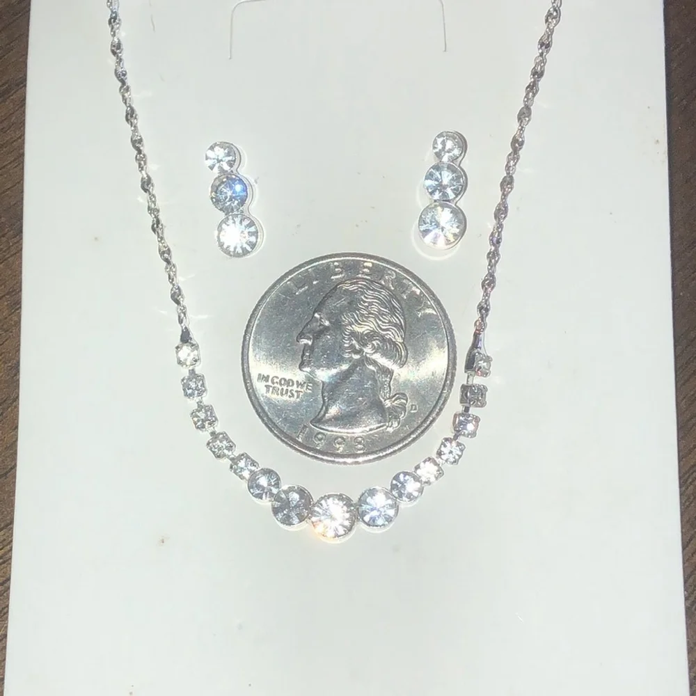 Charlestone Elegant Silver Tone Austrian Crystal Necklace and Earring Set
